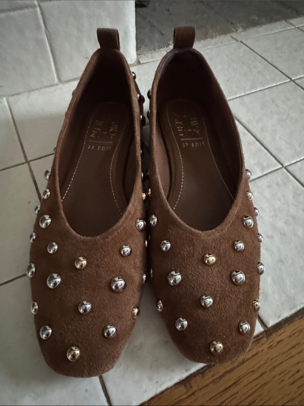 Naturalizer Brown Studded Slip-On Flats